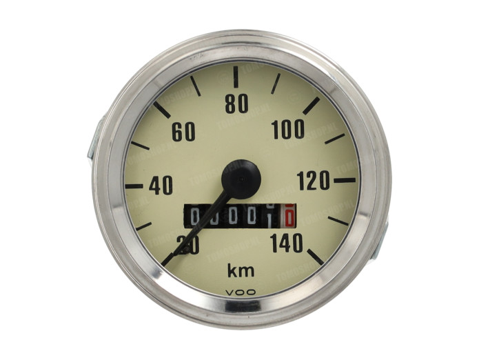 Teller kilometer 60mm 140 km/h crème met chroom (met licht)