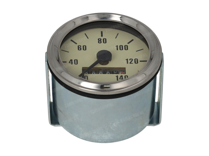 Teller kilometer 60mm 140 km/h crème met chroom (met licht)