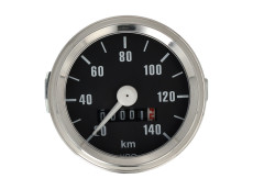 Speedometer kilometer 60mm 140 km/h black chrome (with light)