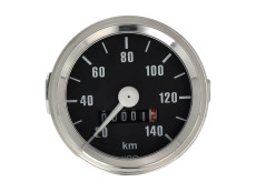 Teller kilometer 60mm 140 km/h zwart met chroom (met licht)