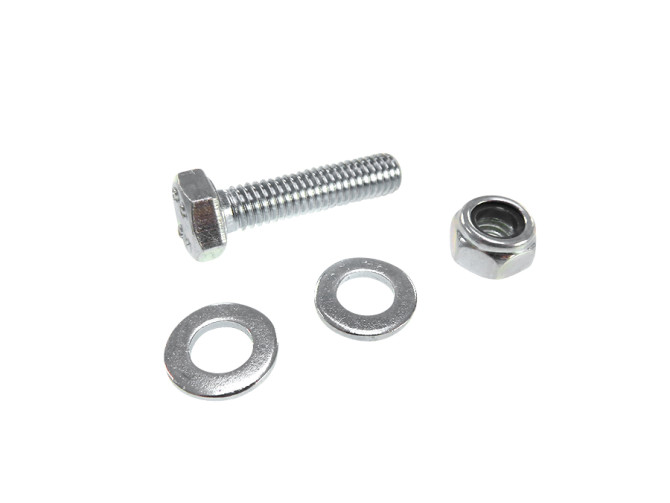 Exhaust clamp bolt M6x16 with 2 rings and locking nut main