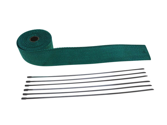 Uitlaat hitteband / heatwrap groen (5 cm x 5 meter) product