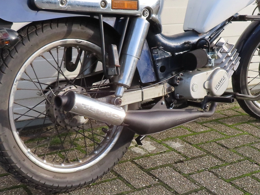Exhaust Tomos A55 26mm Tecno Bullet black / aluminium Euro2