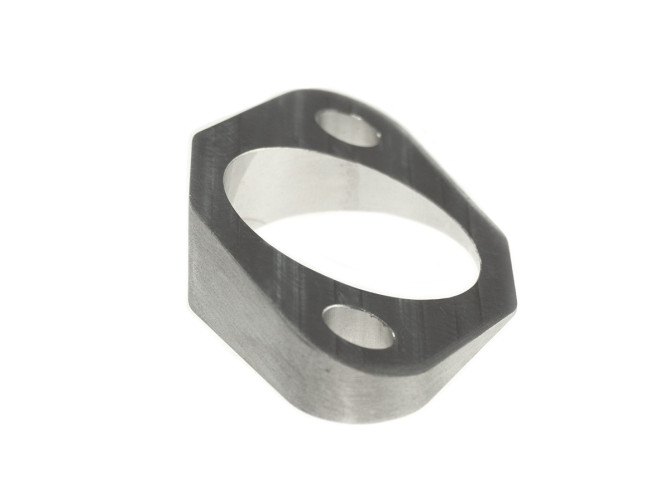Exhaust spacer adapter from angled to straight exhaust port product