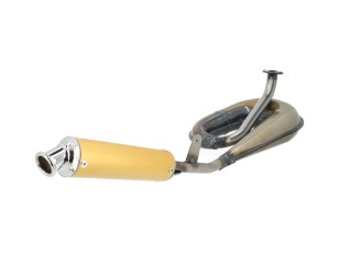 Uitlaat Tomos A3 / A35 25mm Tecno Circuit blank met aluminium demper goud "special edition"