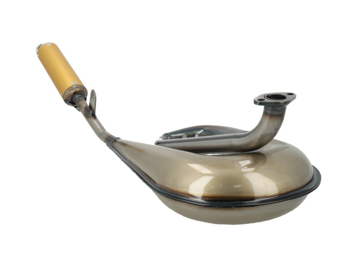 Auspuff Tomos A3 / A35 25mm Tecno Circuit Blanko mit Aluminium Dämpfer Gold "special edition"