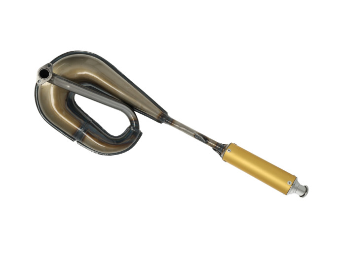 Auspuff Tomos A3 / A35 25mm Tecno Circuit Blanko mit Aluminium Dämpfer Gold "special edition"
