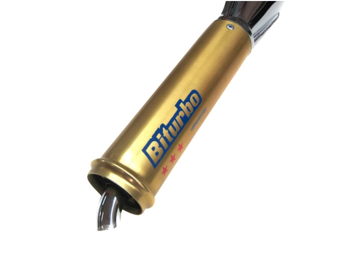 Exhaust Tomos A55 25mm Biturbo Gold chrome Euro2