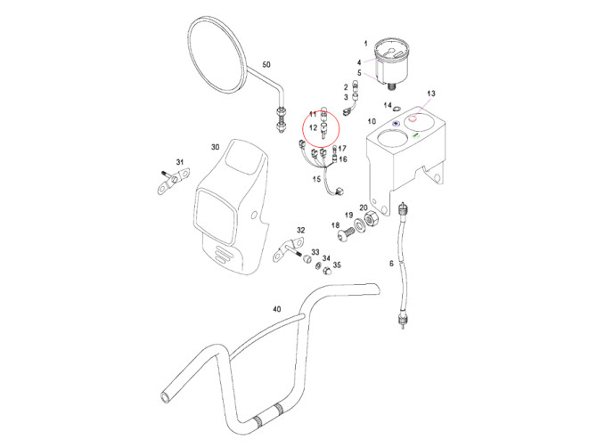 Speedometer / control light fitting BA9 bulb original product