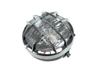 Headlight round 130mm cross with grill black with chrome (BA20D)