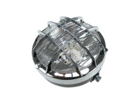 Headlight round 130mm cross with grill black with chrome (P26S / SV8.5)