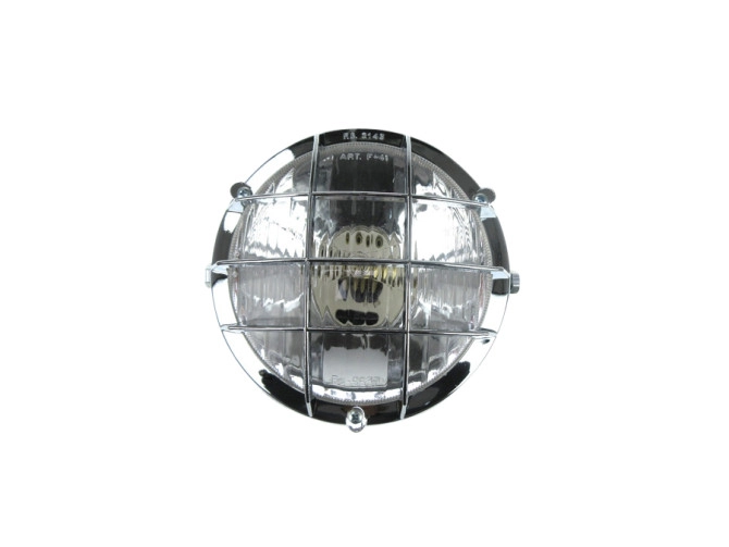 Headlight round 130mm cross with grill black with chrome (BA20D) product
