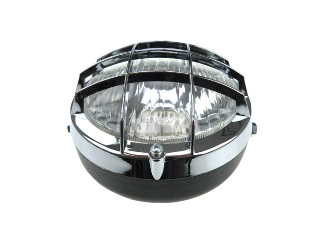 Headlight round 130mm cross with grill black with chrome (P26S / SV8.5) product