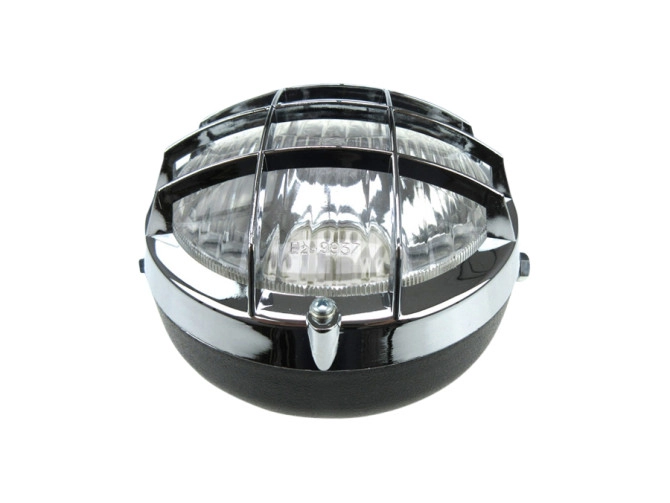 Headlight round 130mm cross with grill black with chrome (BA20D) product