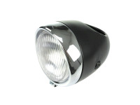 Headlight round 130mm egg model large model black with chrome GUIA