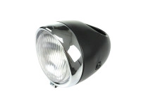 Headlight round 130mm egg model large model black with chrome GUIA