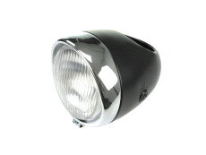 Headlight round 130mm egg model large model black with chrome GUIA