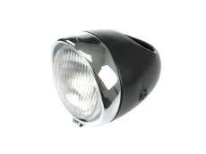 Scheinwerfer Rund 130mm Eier Lampe großes Modell Schwarz mit Chrom GUIA