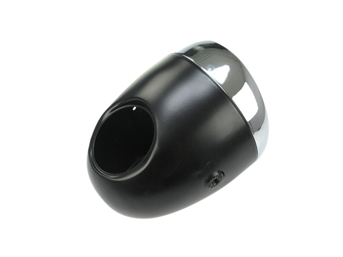 Headlight round 130mm egg model large model black with chrome GUIA product