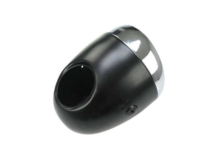 Headlight round 130mm egg model large model black with chrome GUIA product