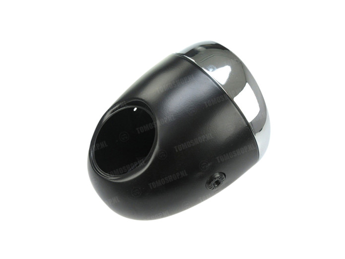Headlight round 130mm egg model large model black with chrome GUIA