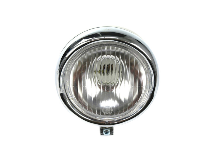 Headlight round 130mm egg model large model black with chrome GUIA