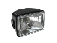 Headlight square 150mm black replica clear glass A-quality