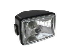 Headlight square 150mm black replica clear glass A-quality