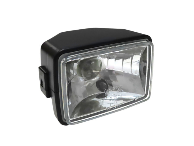 Headlight square 150mm black replica clear glass A-quality product