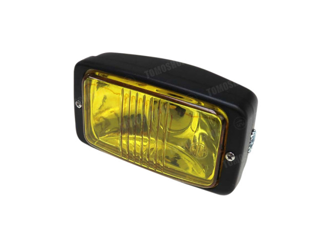 Headlight square 142mm black GUIA with yellow glass main