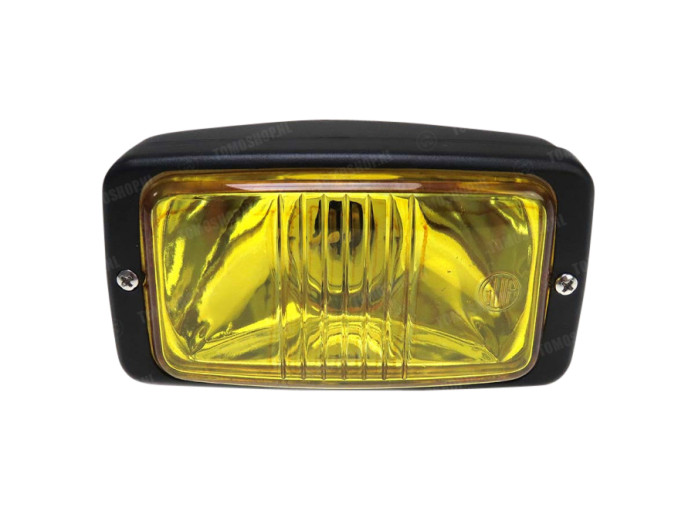 Headlight square 142mm black GUIA with yellow glass