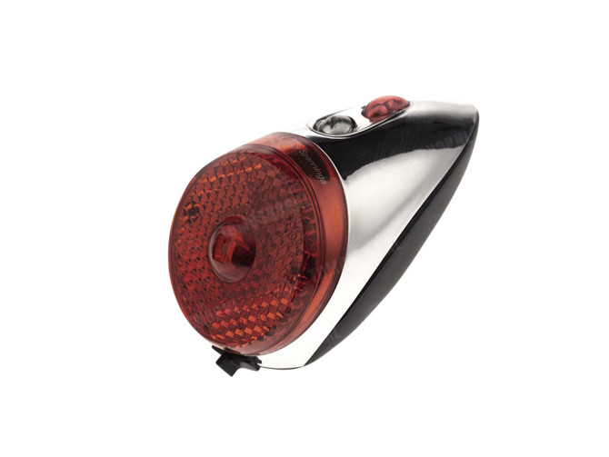 Taillight Tomos universal Retro LED chrome battery powered main