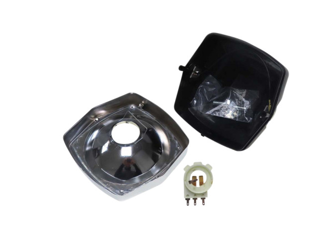Headlight square 130mm Rinder Vintage black with chrome product