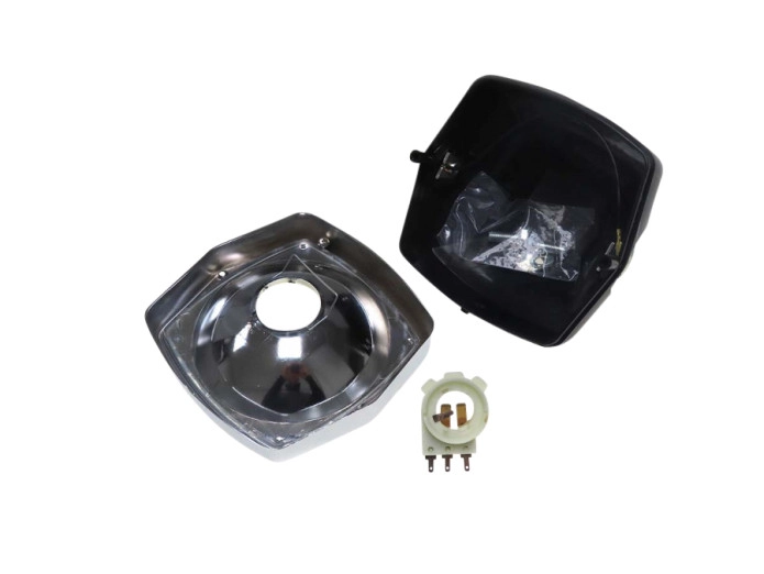 Koplamp vierkant 130mm Rinder Vintage zwart met chroom