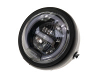 Headlight round 165mm with angel eye black LED 12V white light 
