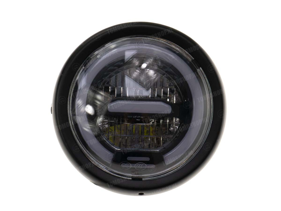Headlight round 165mm with angel eye black LED 12V white light  photo