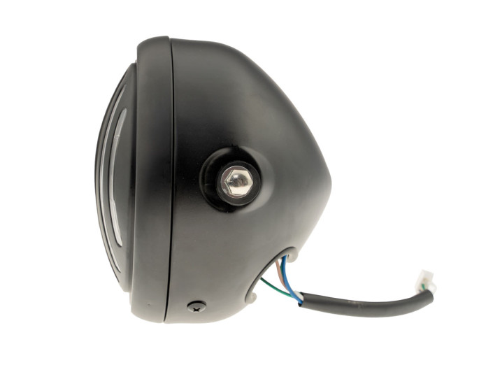 Koplamp rond 165mm halogeen 12V 35W mat zwart met rooster