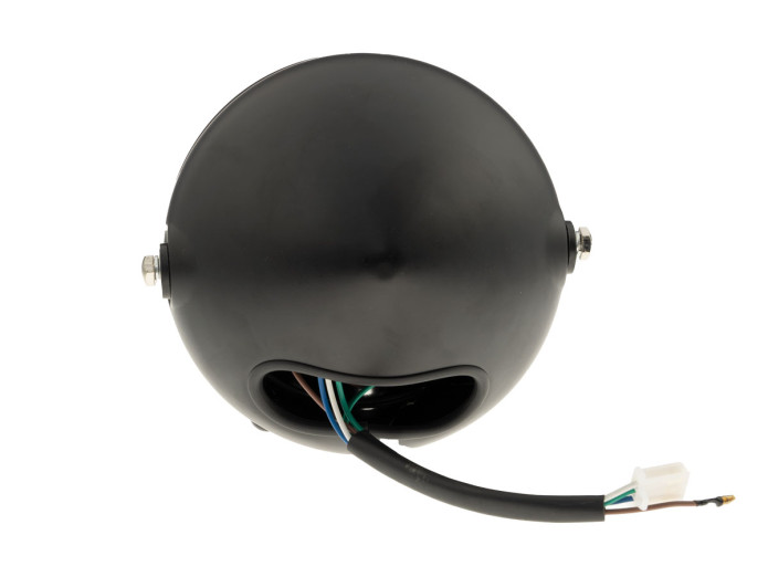 Koplamp rond 165mm halogeen 12V 35W mat zwart met rooster