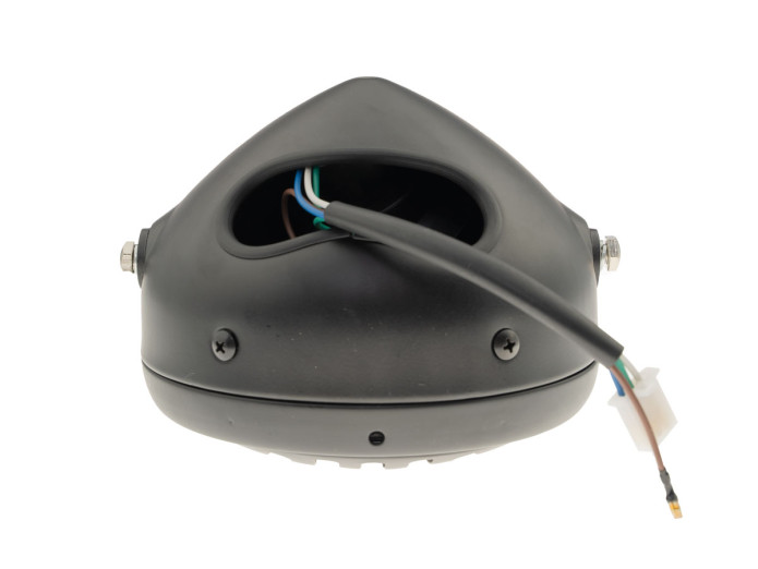 Koplamp rond 165mm halogeen 12V 35W mat zwart met rooster