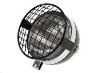 Headlight round 130mm Maxi black with chrome GUIA with grill