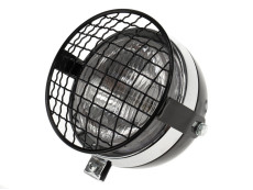 Headlight round 130mm Maxi black with chrome GUIA with grill
