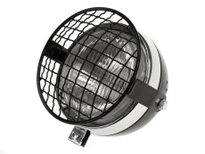 Koplamp rond 130mm Maxi zwart met chroom GUIA met rooster
