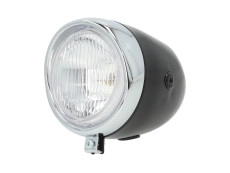 Scheinwerfer Rund 130mm Eier Lampe großes Modell Schwarz mit Chrom GUIA