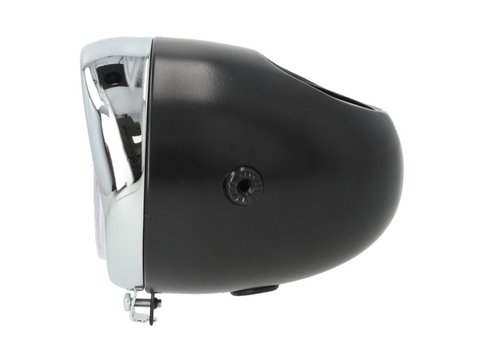 Headlight round 130mm egg model large model black with chrome GUIA