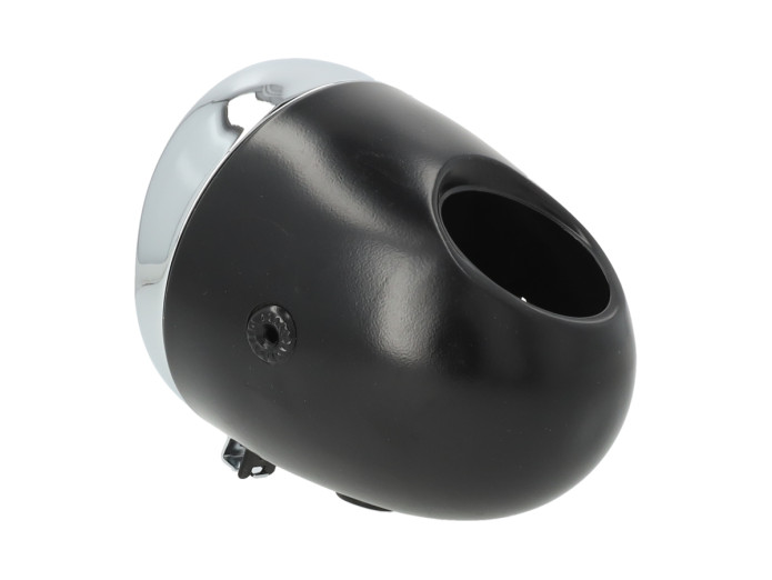Headlight round 130mm egg model large model black with chrome GUIA
