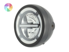 Scheinwerfer Rund 165mm Angel Eye "Cross" LED 12V Kustom (Farbe wählen) Scheinwerfer Rund 165mm Angel Eye "Cross" LED 12V Kustom (Farbe wählen)