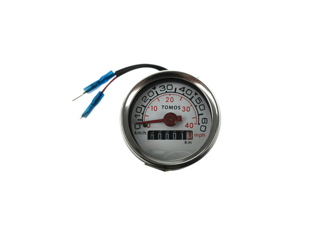 Speedometer 48mm 40 km/h / 60 mph white original Tomos product