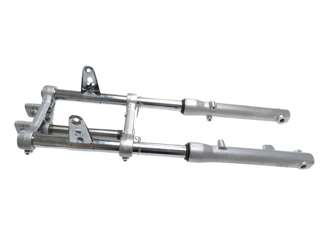Voorvork Tomos A3 / A35 / verschillende modellen nieuw model aluminium hydraulisch EBR zilver thumb