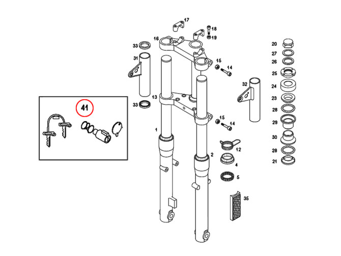 Front fork Tomos A3 / A35 new model steering lock original  product