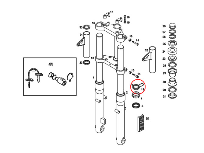 Gabel Tomos A3 / A35 / verschiedene Modelle Neues Modell Federclip 28mm  product